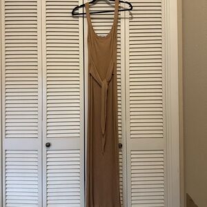 Reformation Rib Knit Camel Midi Dress